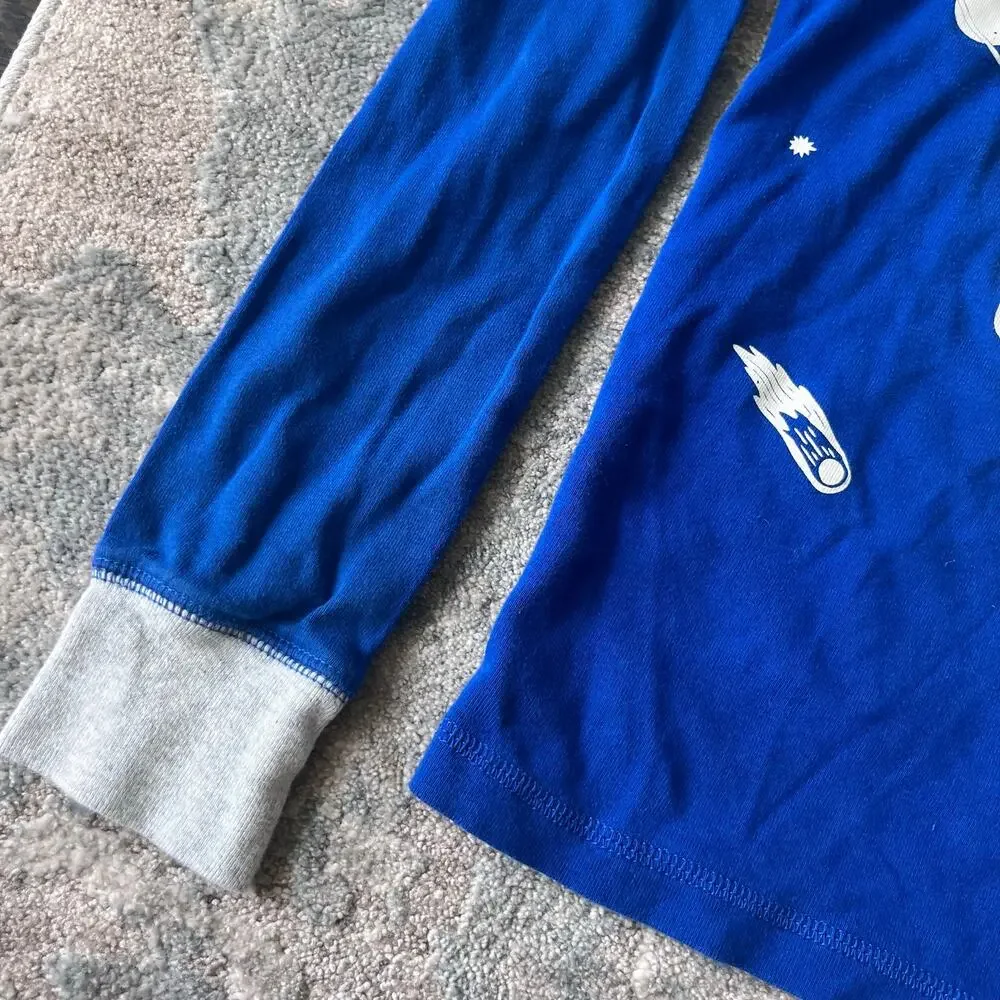 Mini Boden Snug Long John Pajamas Blue Astronaut 14